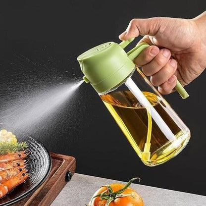 2-in-1 Oil Spray Bottle (500ml) – Mist & Pour Dispenser for Healthy Cooking