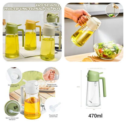 2-in-1 Oil Spray Bottle (500ml) – Mist & Pour Dispenser for Healthy Cooking