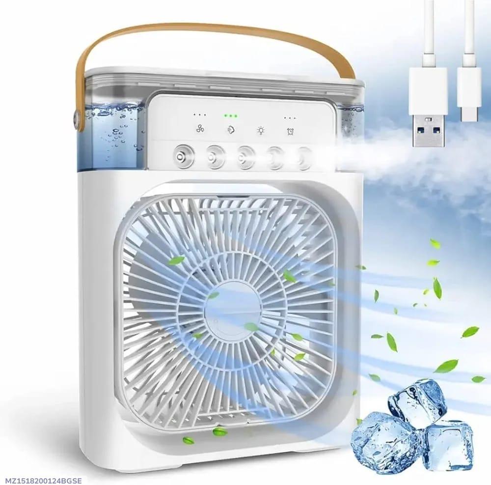 Portable Air Cooler Fan with Mist & LED Light – 3-in-1 Smart Cooling Solution
