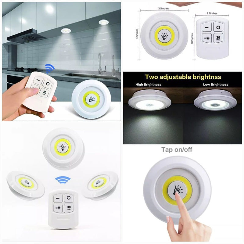 LED Cabinet Lights Set (3 Pack) – Wireless Tap Lights with Remote & Timer