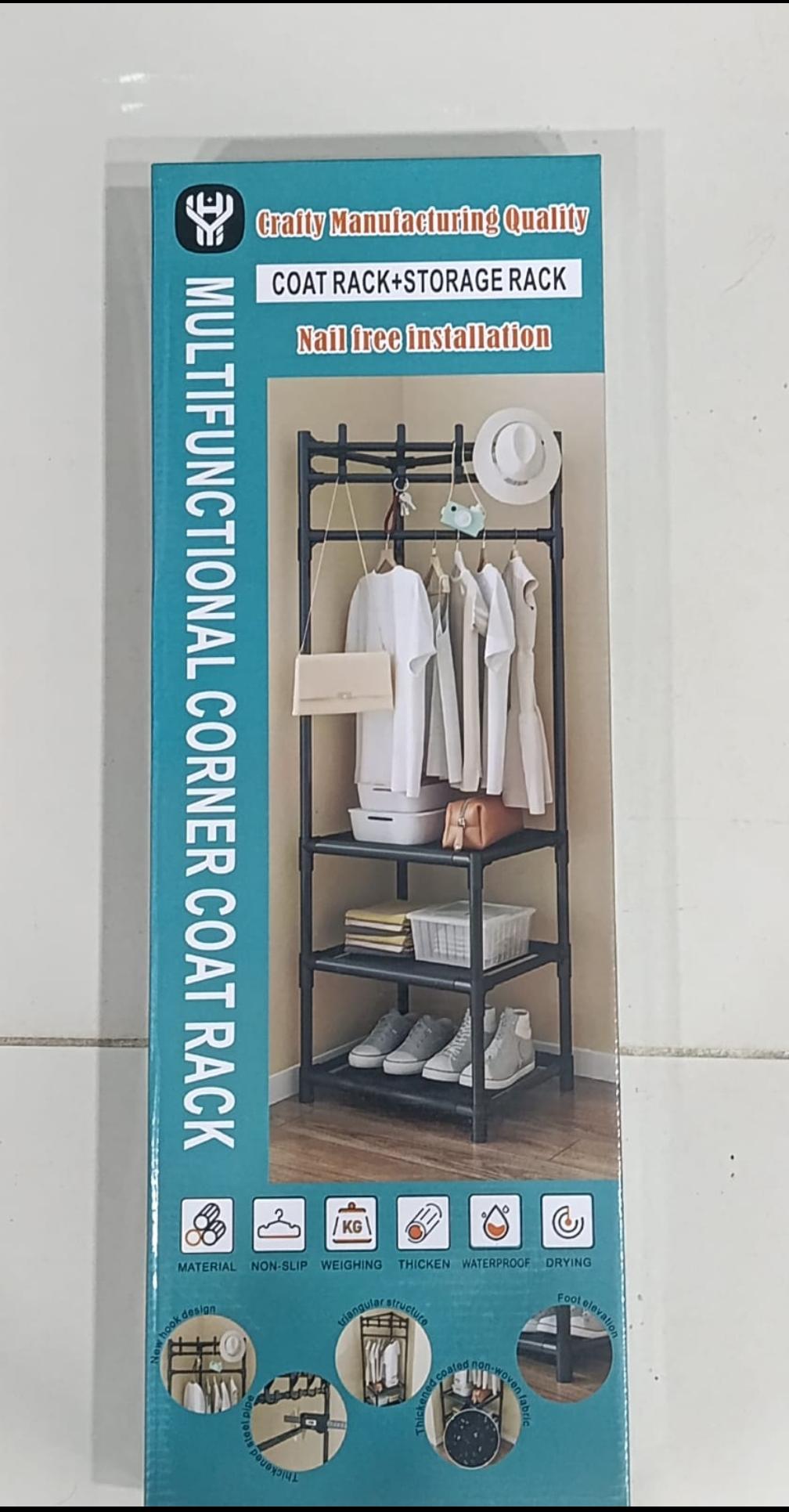Multifunctional Corner Coat Rack – 3 Layer Space-Saving Storage Organizer
