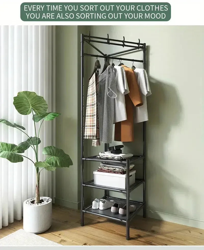 Multifunctional Corner Coat Rack – 3 Layer Space-Saving Storage Organizer