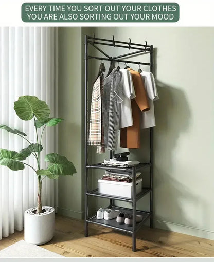 Multifunctional Corner Coat Rack – 3 Layer Space-Saving Storage Organizer