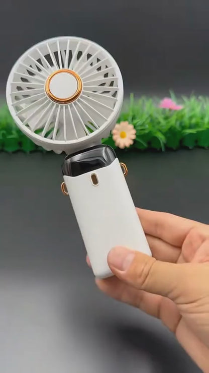 Rechargeable Mini Hand Fan with LED Display – 5 Speed Portable Cooling Fan