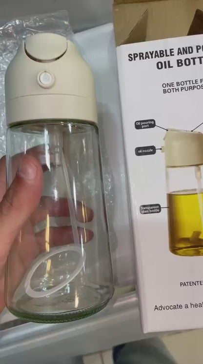 2-in-1 Oil Spray Bottle (500ml) – Mist & Pour Dispenser for Healthy Cooking